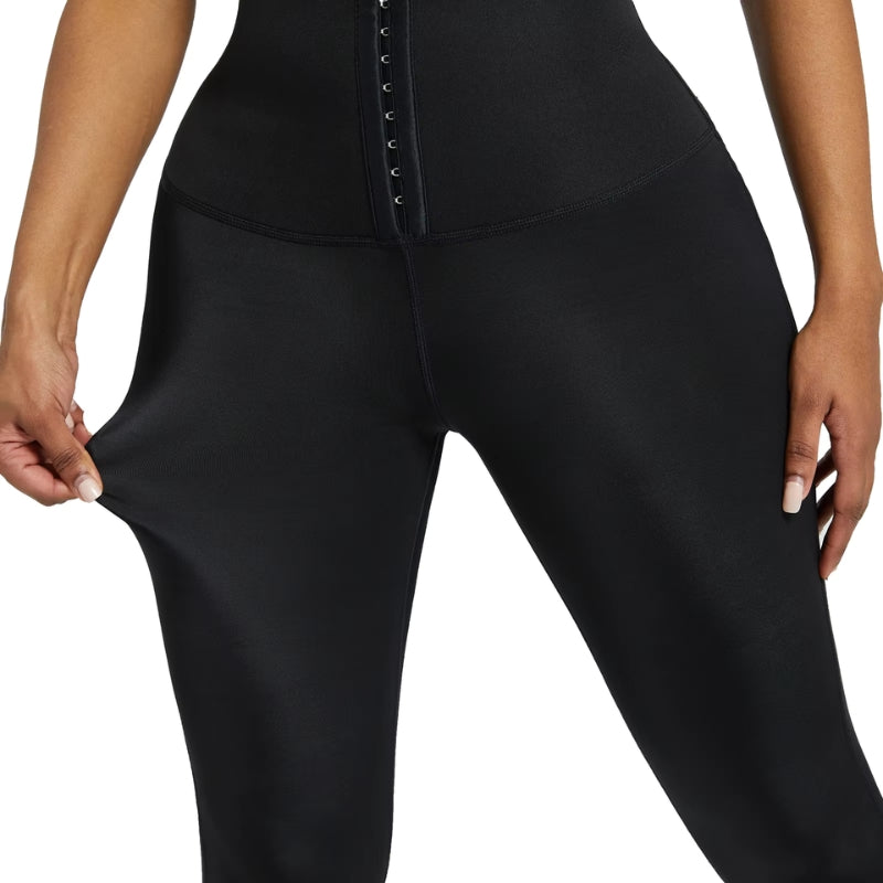 Blue Neoprene Sauna Tummy Control Leggings